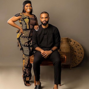 Couples African outfit, Couples Ankara matching clothes, Ankara gown, African wedding outfit, African engagement outfit, African print dress