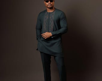 Men 2 piece set, African men kaftan, Men African outfit, African senator attire, Men African fashion, Groom Dashiki, Men occasion wear