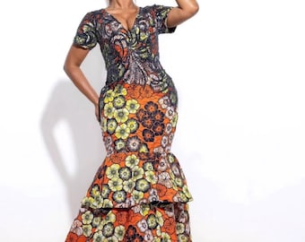 African dress, Ankara maxi tiered dress, African print dress, African women outfit, African prom dress, African wedding dress, Ankara gown