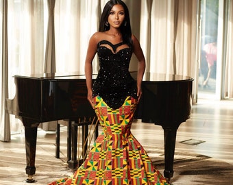 African mermaid dress, African dress, Kente gown, African print dress, African wax dress, Ankara wedding gown, Ankara gown, Ankara prom gown
