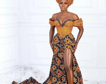African dress, Ankara maxi mermaid gown, African print dress, African women outfit, African prom dress, African wedding dress, Ankara gown