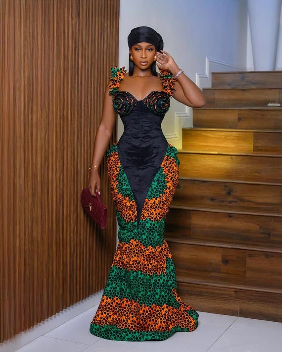 African Dress, Ankara Maxi Mermaid Gown, African Print Dress, African Women Outfit, African Prom Dress, African Wedding Dress, Ankara Gown