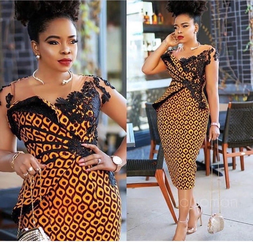 Bodycon Design African Bodycon Dress, Ankara Midi Dress, African Print Dress, African ...