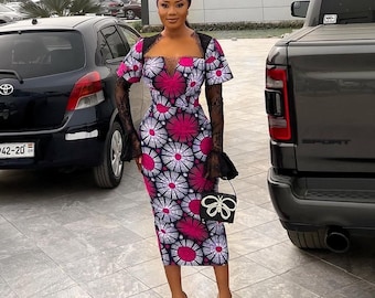 African bodycon dress, Ankara midi dress, African print dress, African outfit, African maxi dress, Women African clothing, Ankara gown