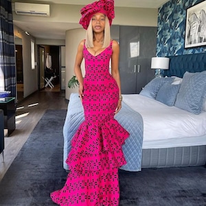African dress, Ankara maxi mermaid gown, African print dress, African women outfit, African prom dress, African wedding dress, Ankara gown