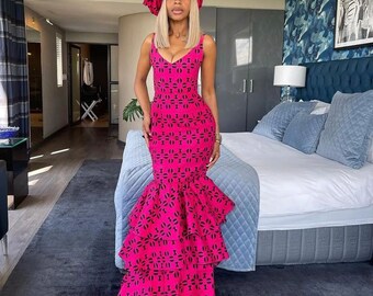 African dress, Ankara maxi mermaid gown, African print dress, African women outfit, African prom dress, African wedding dress, Ankara gown