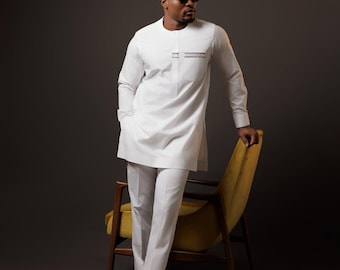 Men 2 piece set, African men kaftan, Men African outfit, African senator attire, Men African fashion, Groom Dashiki, Men occasion wear