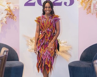 African midi dress, Ankara dress, African print dress, African outfit, Applique African dress, Women African clothing, Ankara fashion dress