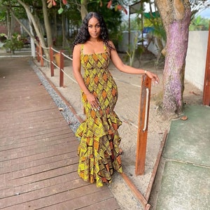 African mermaid dress, Ankara smock dress, African print dress, African women outfit, African prom dress, African wedding dress, Ankara gown