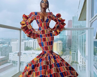 African dress, Ankara maxi mermaid gown, African print dress, African women outfit, African prom dress, African wedding dress, Ankara gown