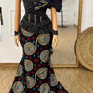 African trumpet dress, Ankara midi dress, African print dress, African outfit, African maxi dress, Women African clothing, Ankara gown