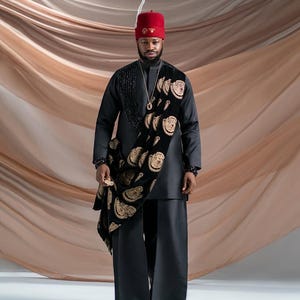 African men wedding outfit, Igbo groom attire, Men 2 piece outfit, African fashion, African clothing, groom Dashiki, African men kaftan