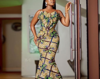 African mermaid dress, Ankara maxi gown, African print dress, African women outfit, African prom dress, African wedding dress, Ankara gown