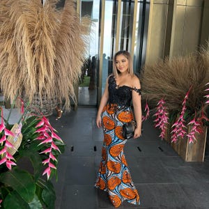 African trumpet dress, Ankara midi dress, African print dress, African outfit, African maxi dress, Women African clothing, Ankara gown