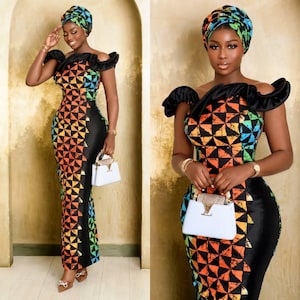 Abito stampato africano, abito Ankara, abito da cerimonia africano, abito da donna africano, abito da ballo africano, abito da sposa africano, abito Ankara