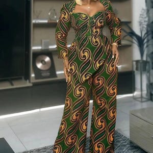 African 2 piece set, Ankara top and pants, African print women clothes, African women outfits, Ankara clothing, African pants and top