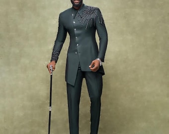 Men suit, African men wedding suit, Men attire, Men 2 piece suit, Men 2 piece outfit, African fashion, African clothing, prom men suit