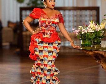 African dress, Ankara mermaid dress, African print dress, African women outfit, African prom dress, African wedding dress, Maxi Ankara gown