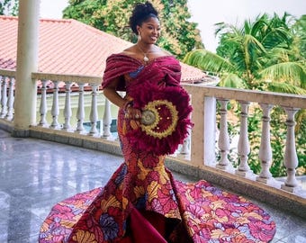 African dress, Ankara maxi mermaid gown, African print dress, African women outfit, African prom dress, African wedding dress, Ankara gown