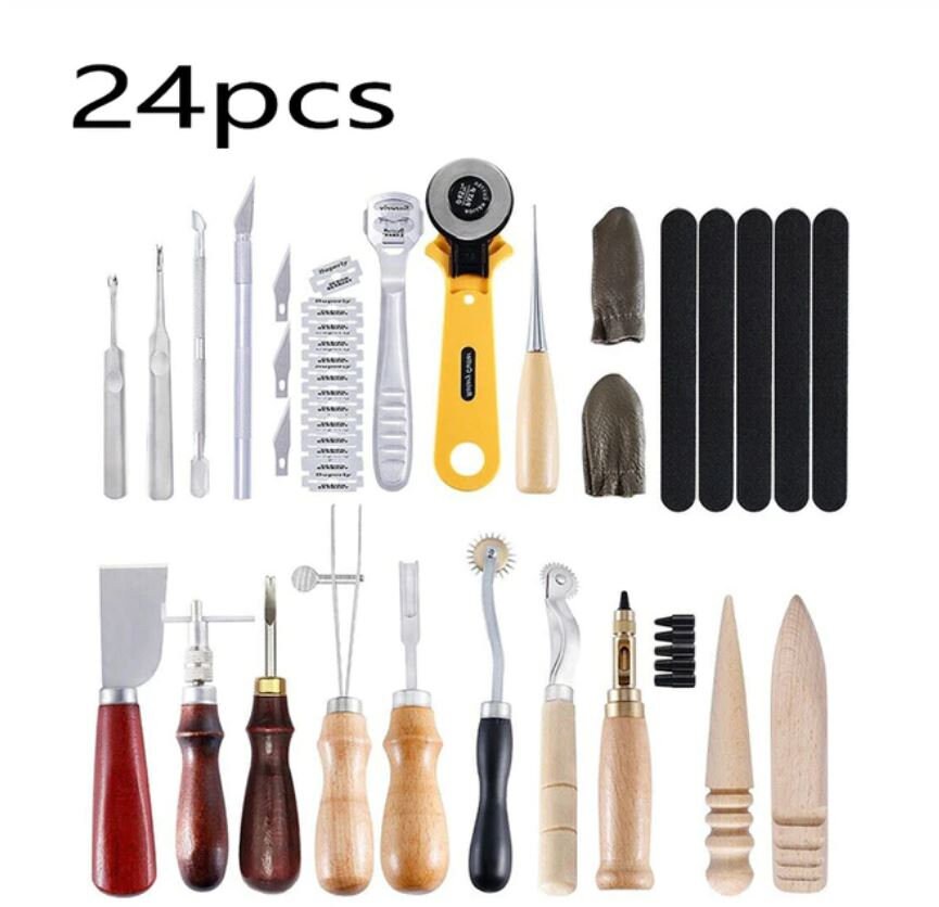 Professional 37 Pcs Leather Craft Tools Kit Hand Sewing Etsy