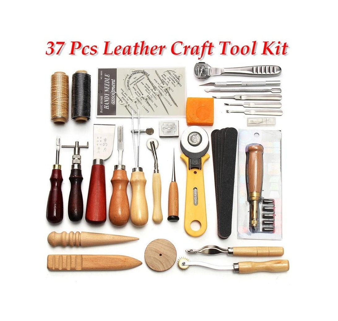 Professional 37 Pcs Leather Craft Tools Kit Hand Sewing Etsy