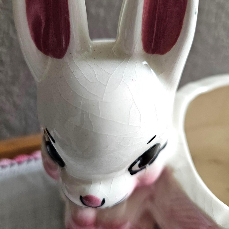 Vintage Signed California Pottery Bunny Rabbit Planter 5.5