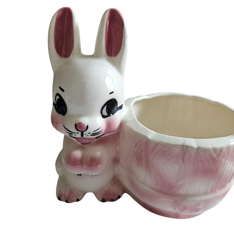 Vintage Signed California Pottery Bunny Rabbit Planter 5.5
