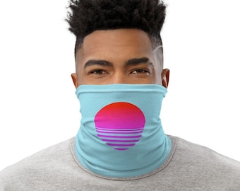Neon Neck Gaiter Vaporwave Sun // Neon-Miami Face Mask / Face Cover