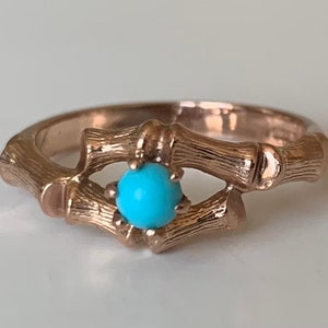 Vintage Türkis Ring aus 9 Karat Roségold, Größe UK K 1/2, 5 1/2