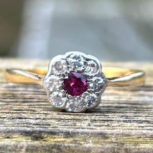 Antique 18ct Gold Ruby & Diamond Ring