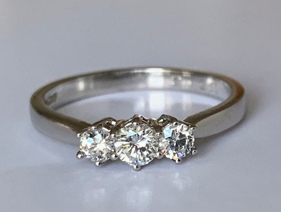 Vintage Diamond Trilogy Platinum Engagement Ring