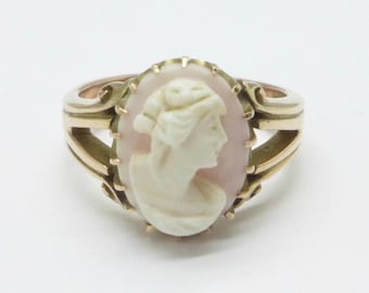 Anello vintage con cammeo in oro rosa 9 carati