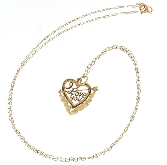 Ancien Pendentif En Plaque Or Forme Cœur Je t'aime