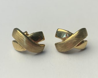 Vintage 9ct Gold Stud Earrings in form of an X