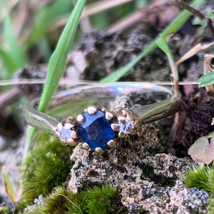 Vintage Sapphire and Diamond 9ct Gold Trilogy Ring