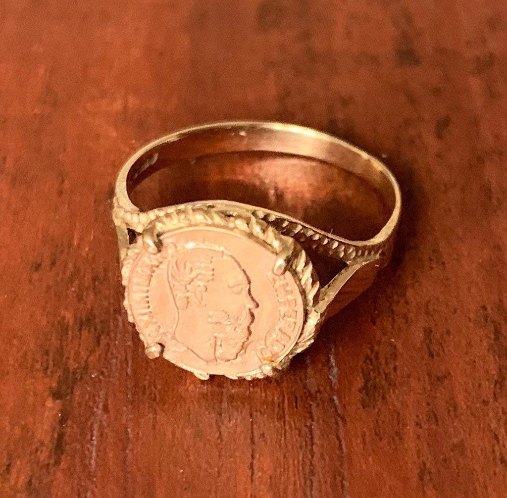 Vintage 9ct Gold Coin Ring Size UK N US 6 3/4 | Etsy
