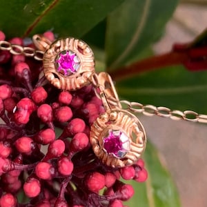 Antique Victorian Ruby 18ct Gold French Earrings