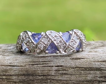 Pre-loved Tanzanite & Diamond 9ct White Gold Ring