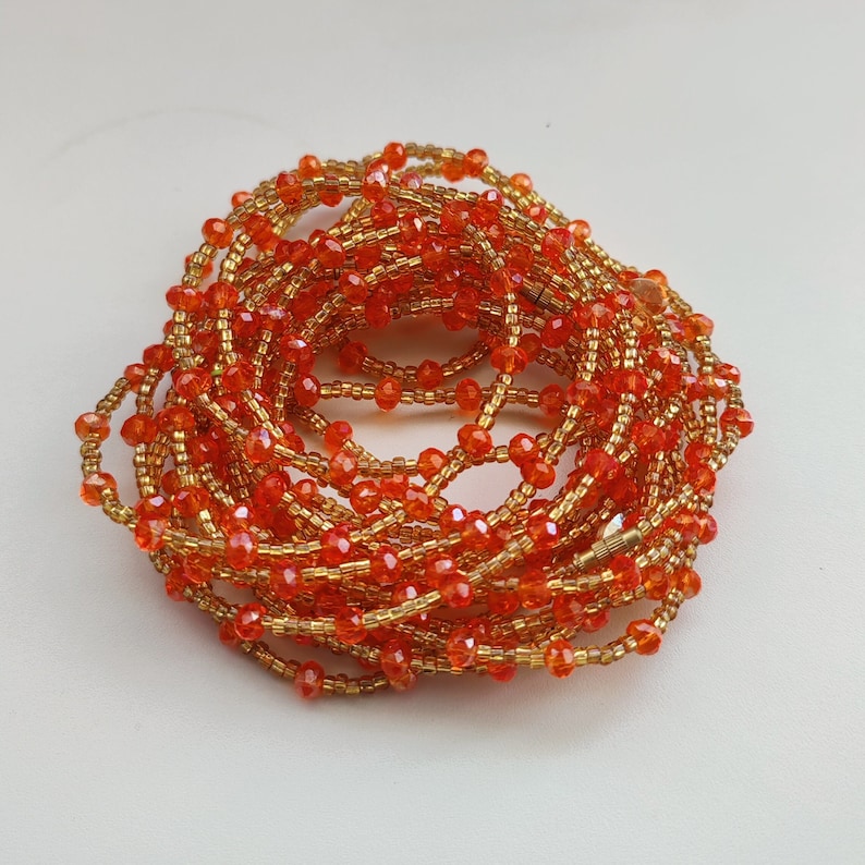 RUBY RED AND GOLD WAIST BEADS