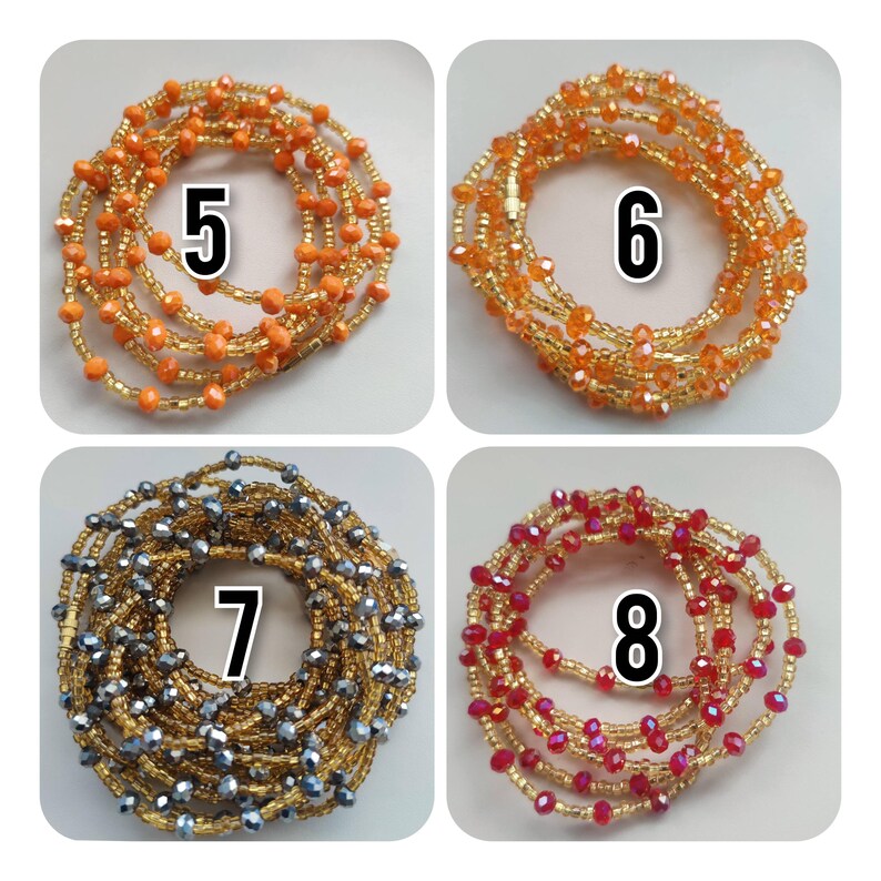 Set of 2 Waist Beads / Belly Jewelry / Weightloss Tracker/ Belly Beads image 7