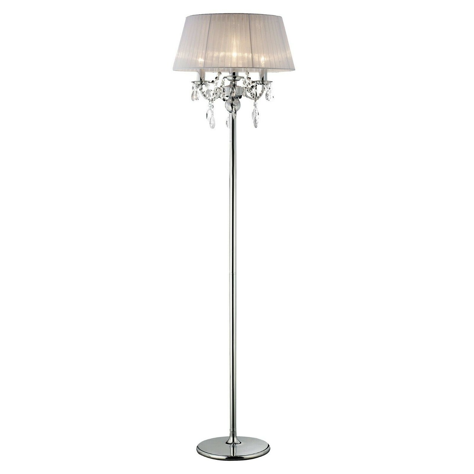 Crystal Floor Lamp Modern 3 Arm Light White Shade Polished Etsy