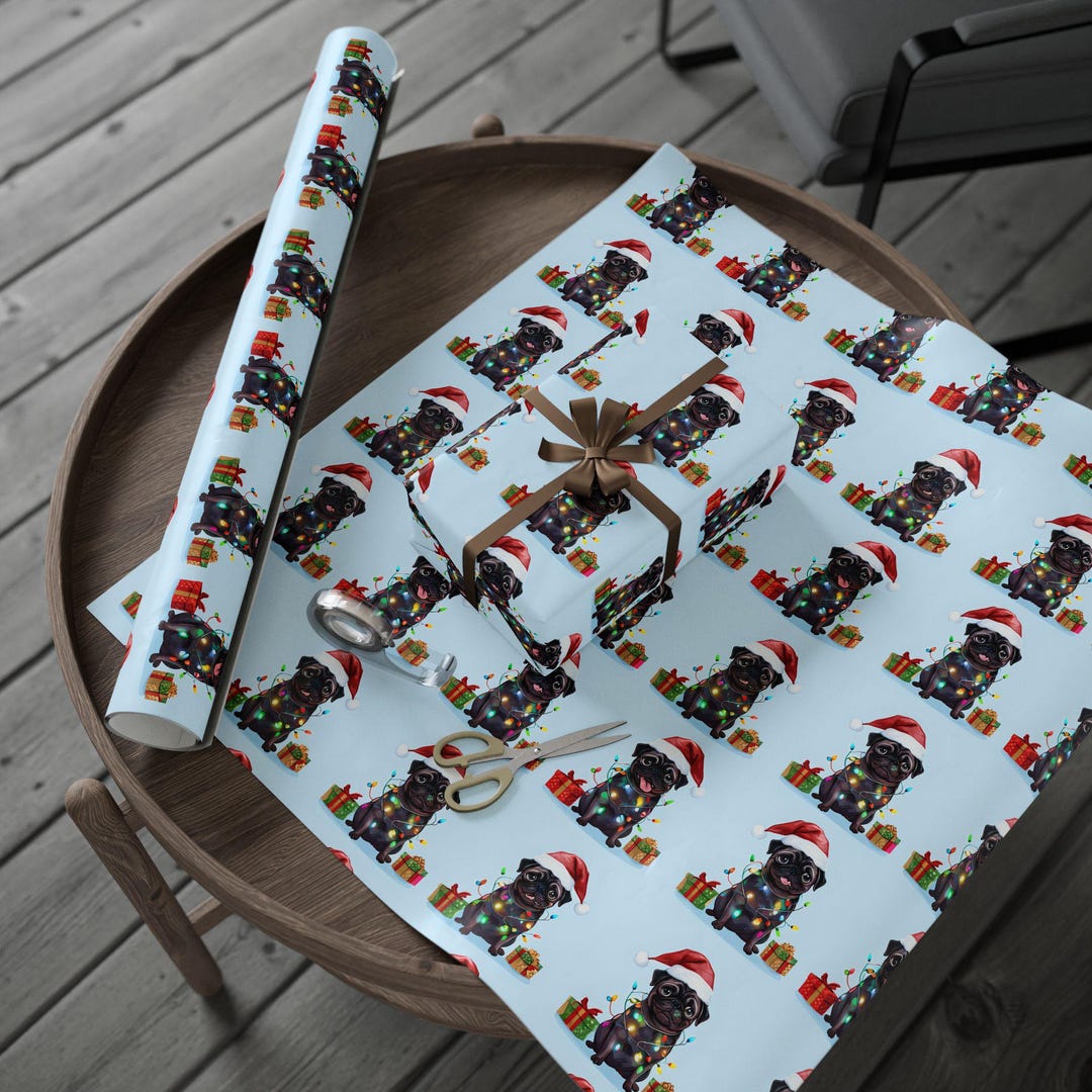 Pug Wrapping Paper Pug Christmas Wrapping Paper Dog Christmas Wrapping ...