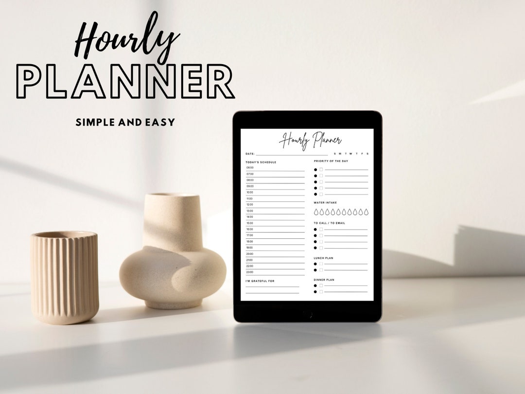 Hourly Planner Printable Hourly Productivity Journal Digital Hourly ...