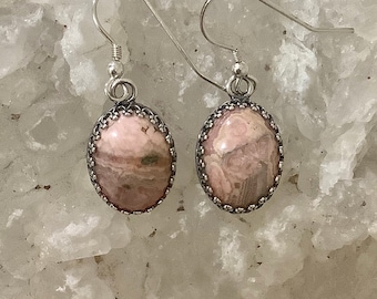 Rhodochrosite Sterling Silver Earrings