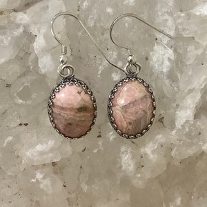 Rhodochrosite Sterling Silver Earrings