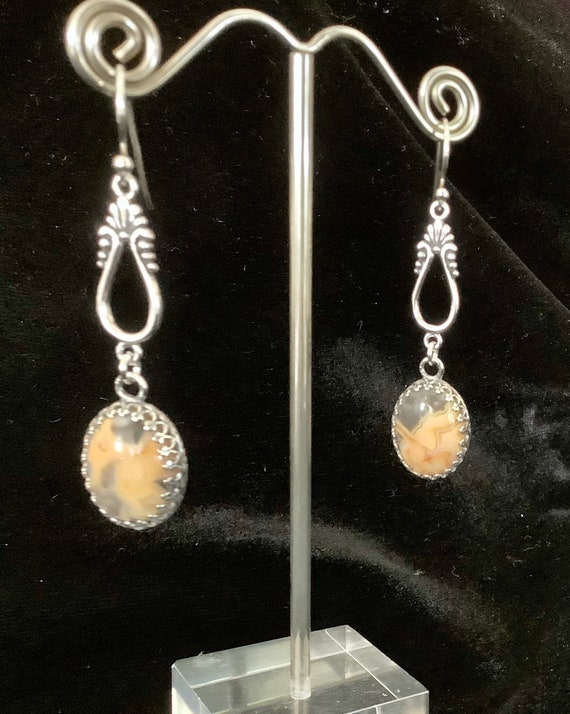 14kgfオーシャンジャスパーピアス/イヤリング No.752✨天然石✨オーシャンジャスパーの一粒ピアス 14kgf