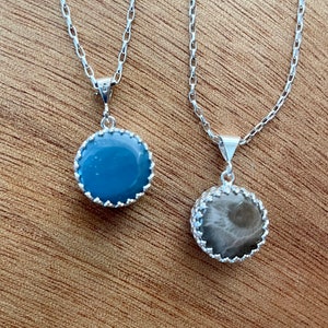 Double Sided Petoskey Stone & Leland Blue Pendant