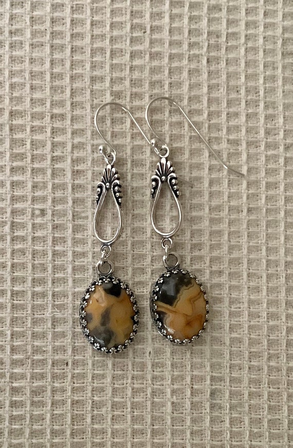 14kgfオーシャンジャスパーピアス/イヤリング No.752✨天然石✨オーシャンジャスパーの一粒ピアス 14kgf