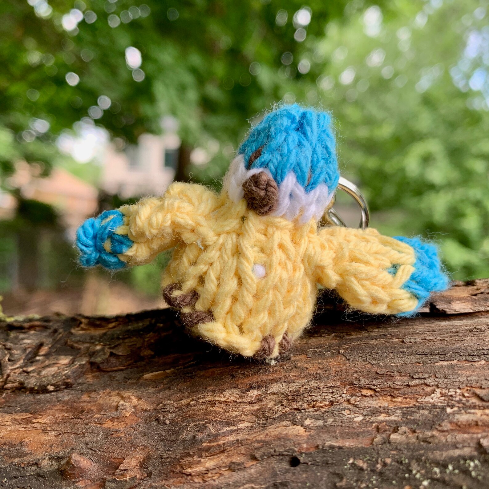 Blue bird Keychain hand knitted Keychain Woodland themed Etsy