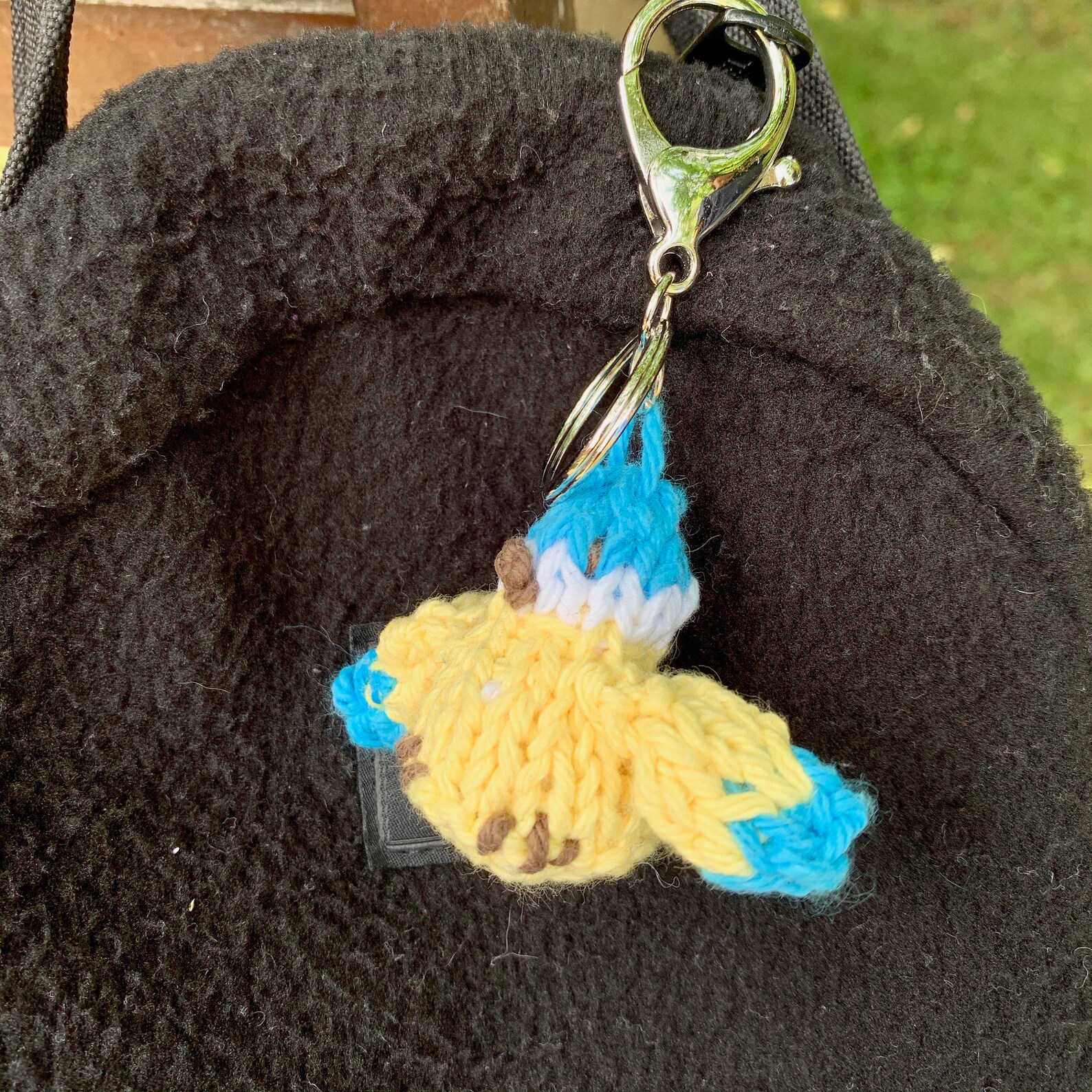 Blue bird Keychain hand knitted Keychain Woodland themed Etsy